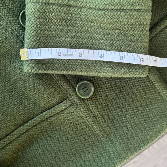 Talbots Women’s Green Wool Blend Pea Coat 3/4 Sleeve Chic Cropped Jacket Size 10 - Picture 11 of 15